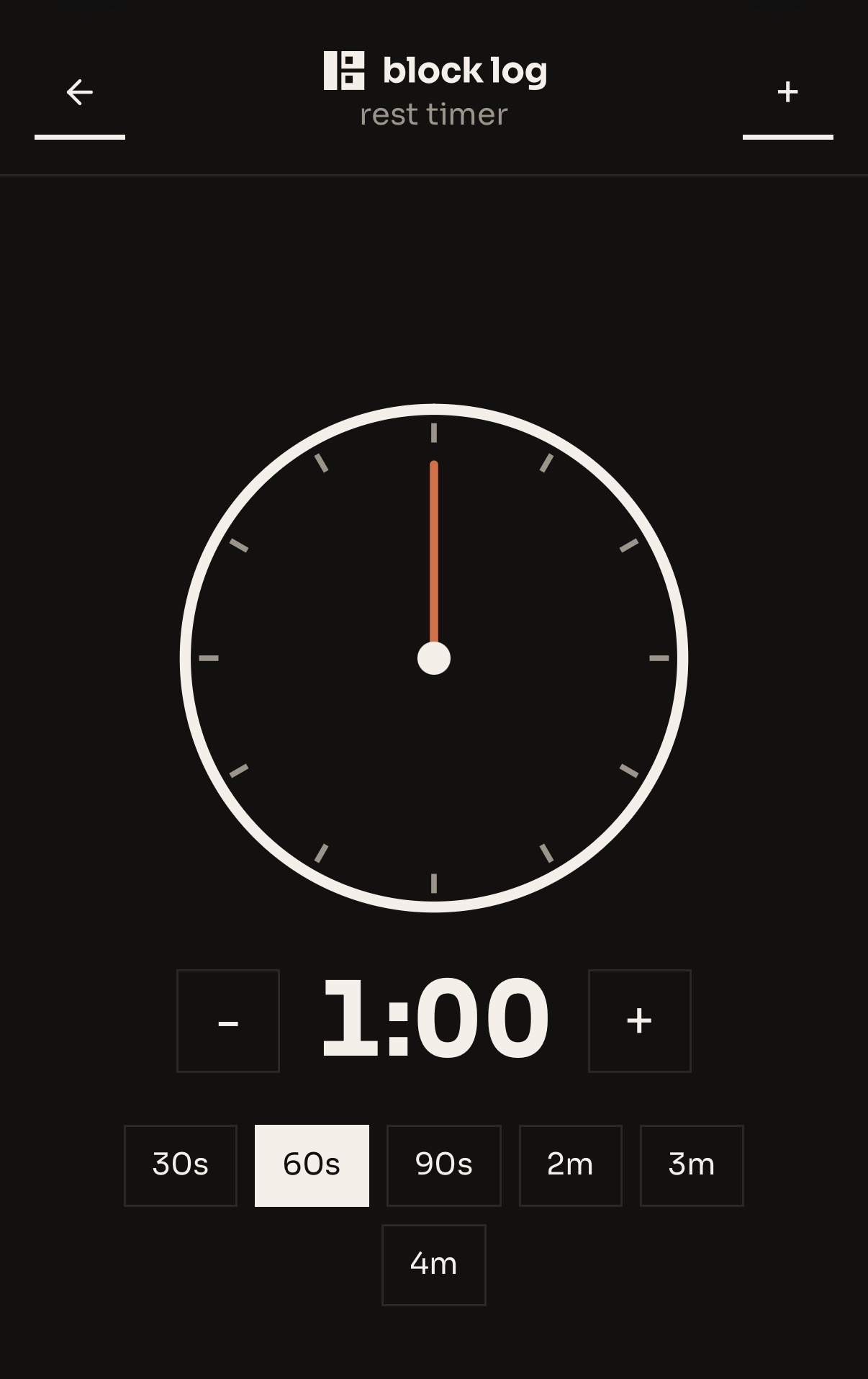block log rest timer with analog clock face