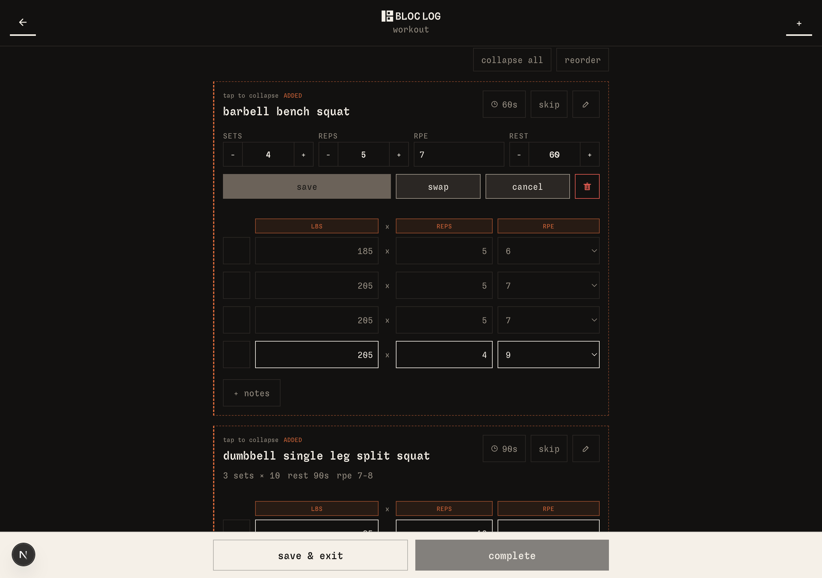 bloc log custom program builder, step one