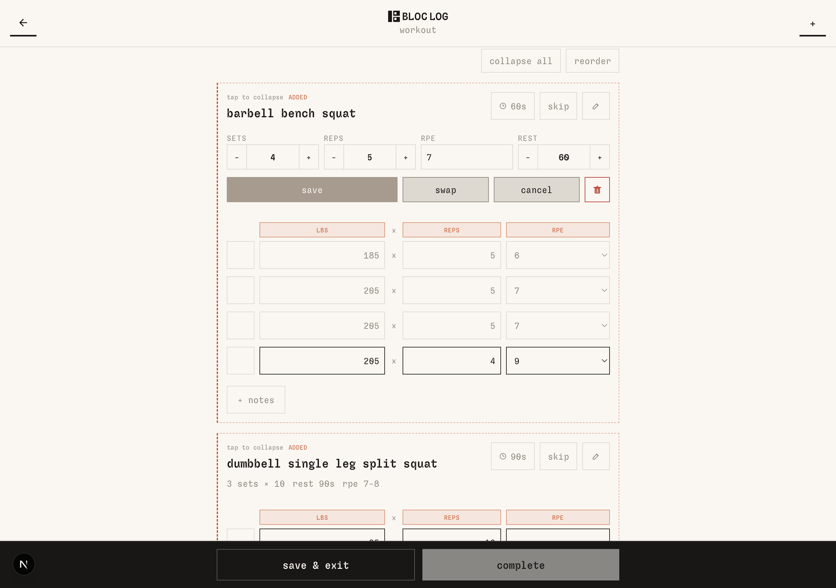 bloc log custom program builder, step one