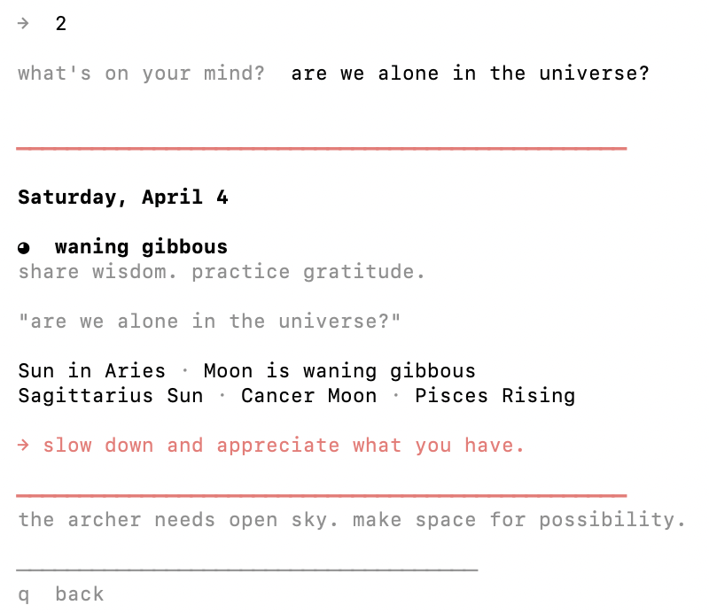 clarissa advice feature with horoscope-informed response