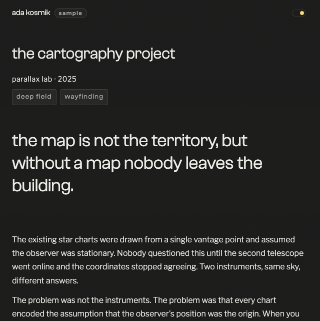 portfolio kit sample case study page scrolling in dark mode