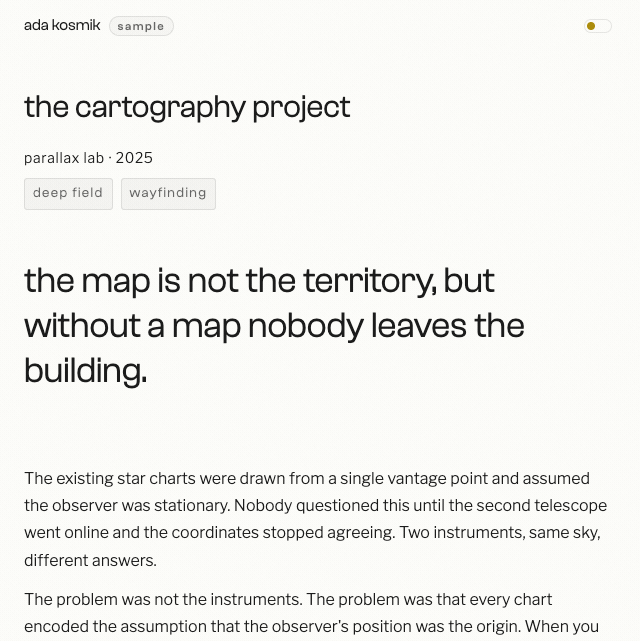 portfolio kit sample case study page scrolling in light mode